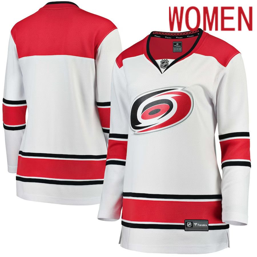 Women Carolina Hurricanes Fanatics Branded White Away Breakaway NHL Jersey->women nhl jersey->Women Jersey